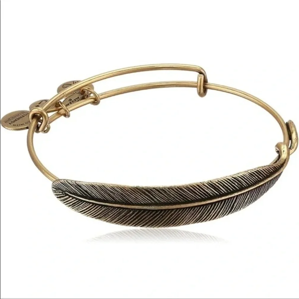 Alex & Ani Gold Feather Bangle Bracelet - Picture 1 of 4